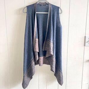 Peruvian Connection Baby Alpaca Open Front Cascading Waterfall Knit Long Vest